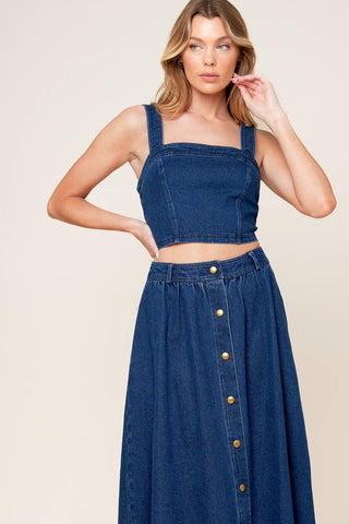 SIMPLY THE VIBE DENIM TOP AND SKIRT SET - Glamourous Grace