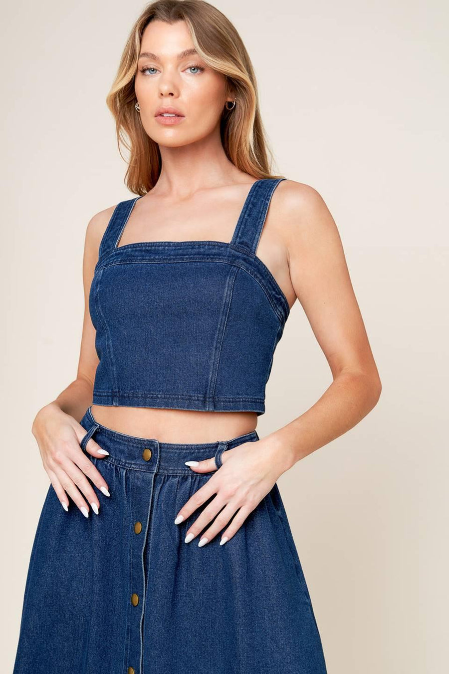 SIMPLY THE VIBE DENIM TOP AND SKIRT SET - Glamourous Grace