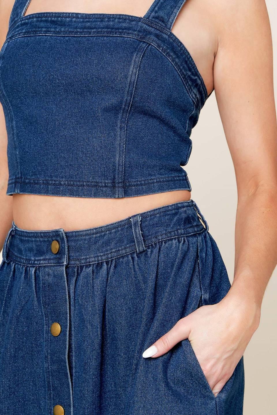 SIMPLY THE VIBE DENIM TOP AND SKIRT SET - Glamourous Grace