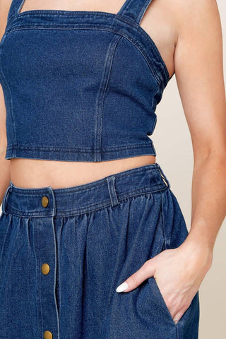 SIMPLY THE VIBE DENIM TOP AND SKIRT SET - Glamourous Grace
