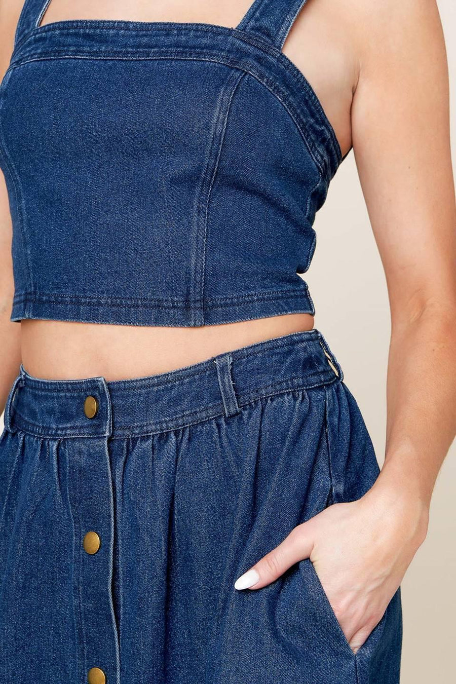 SIMPLY THE VIBE DENIM TOP AND SKIRT SET - Glamourous Grace