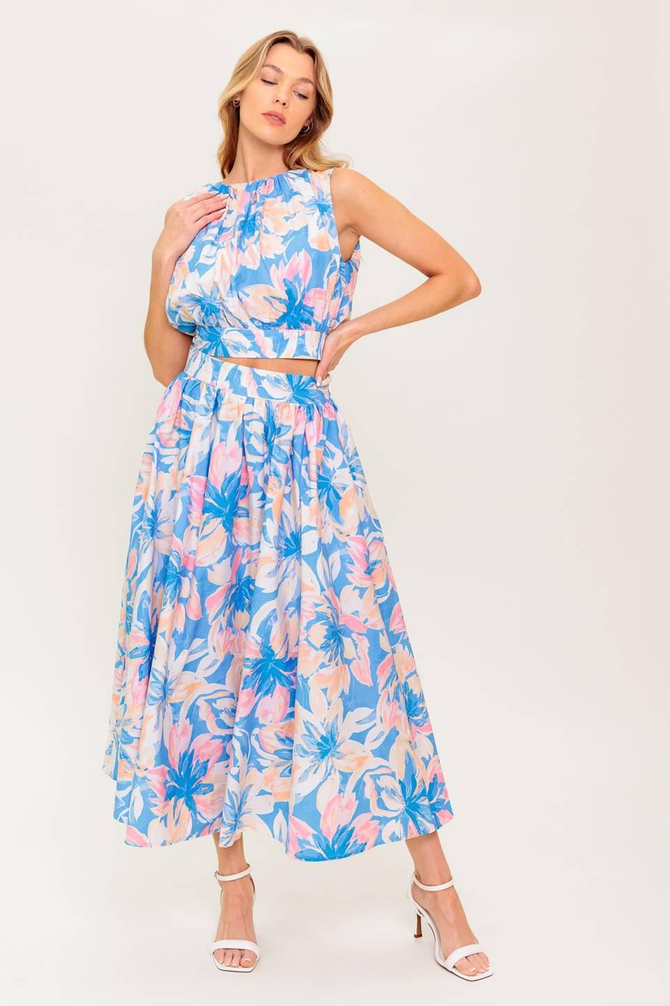GOLDEN HOUR HARMONY WOVEN TOP AND SKIRT SET - Glamourous Grace