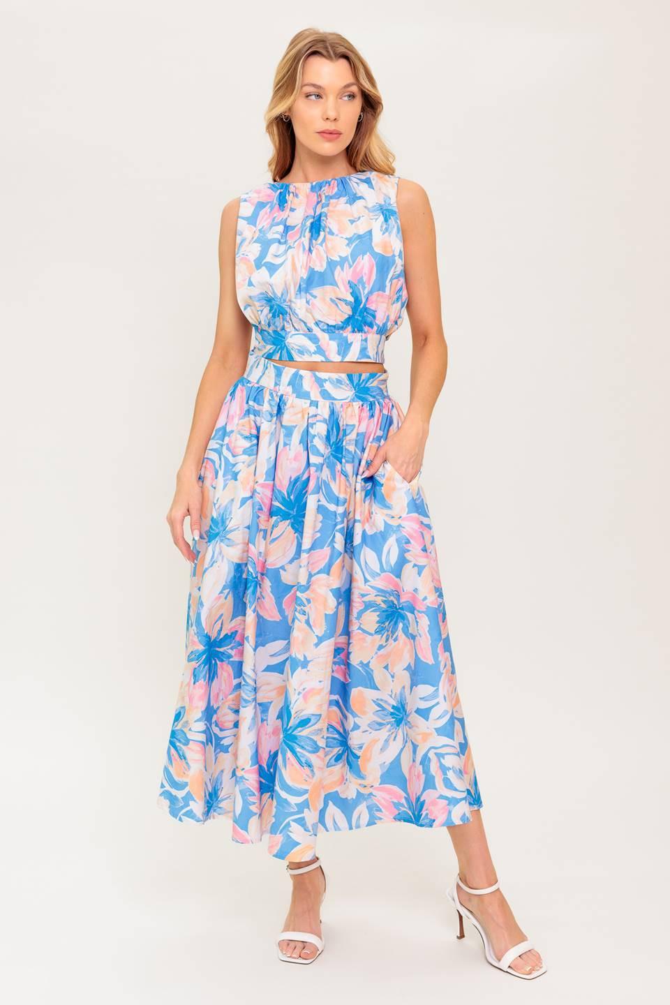 GOLDEN HOUR HARMONY WOVEN TOP AND SKIRT SET - Glamourous Grace
