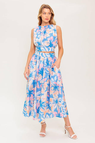 GOLDEN HOUR HARMONY WOVEN TOP AND SKIRT SET - Glamourous Grace