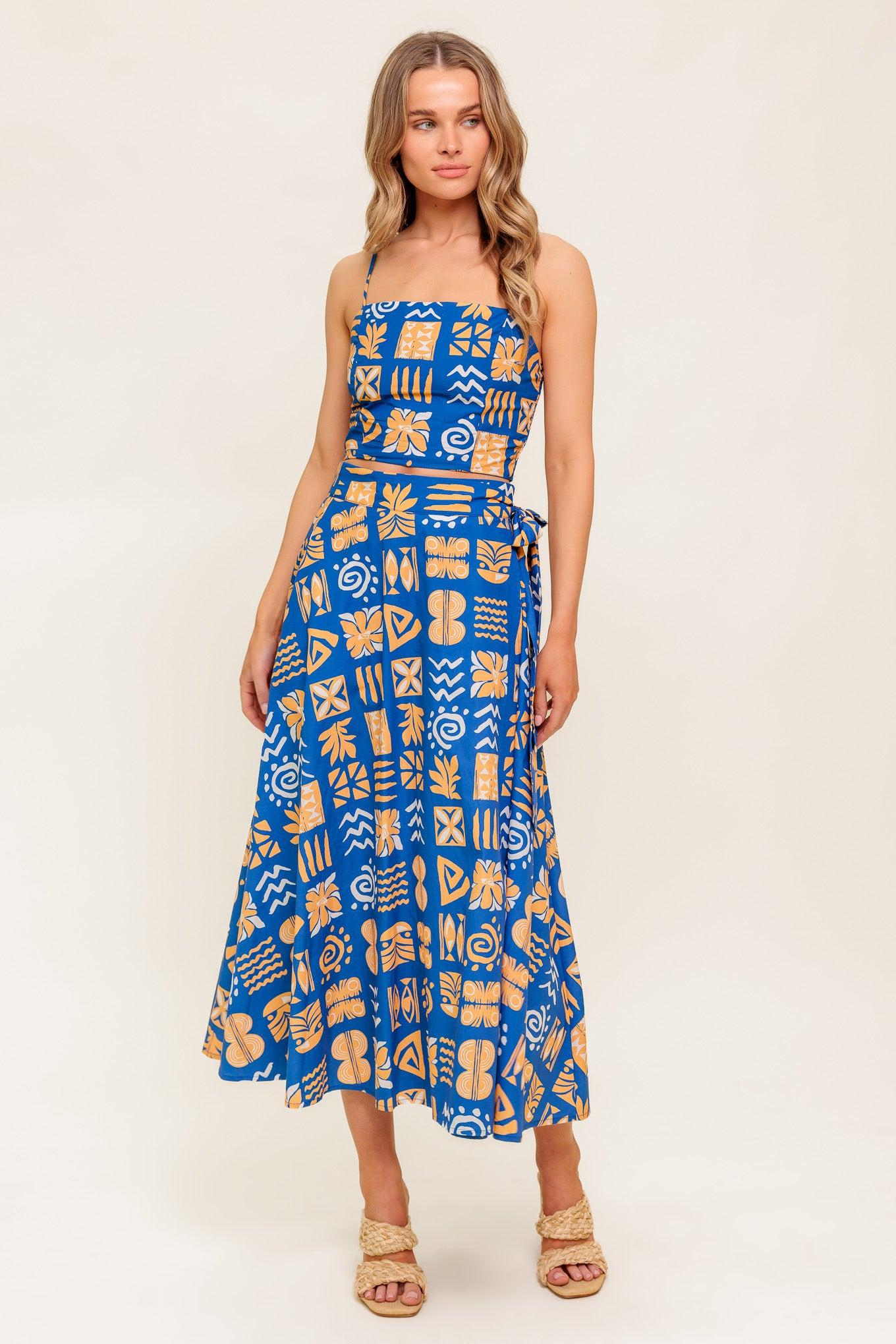 DEWDROP SILENCE WOVEN TOP AND SKIRT SET - Glamourous Grace