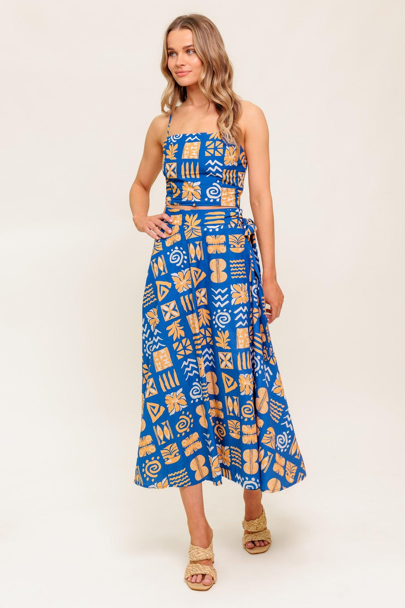 DEWDROP SILENCE WOVEN TOP AND SKIRT SET - Glamourous Grace