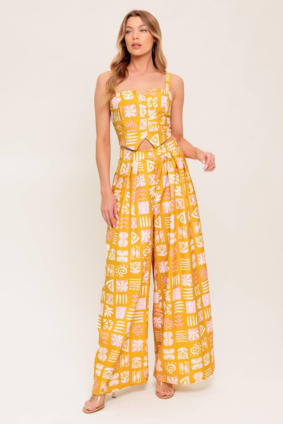 PRETTY MEADOW WOVEN TOP AND PANT SET - Glamourous Grace