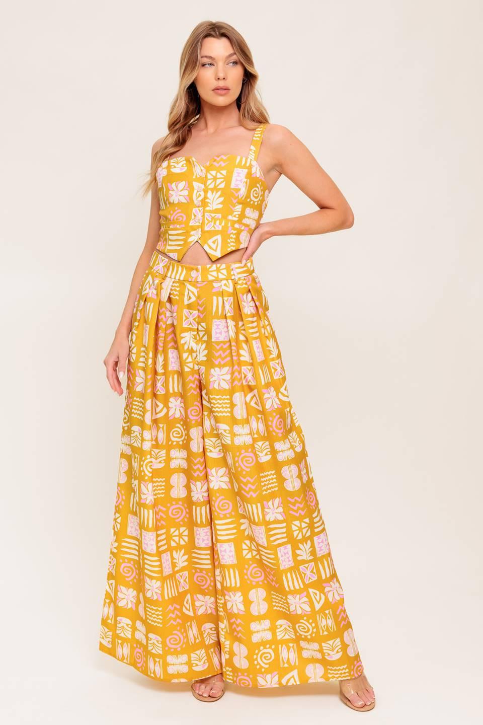 PRETTY MEADOW WOVEN TOP AND PANT SET - Glamourous Grace