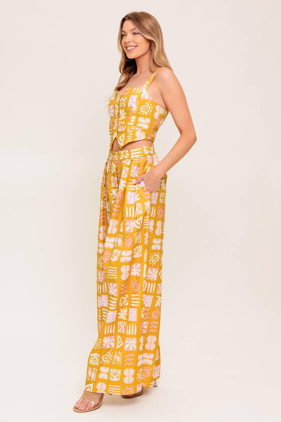 PRETTY MEADOW WOVEN TOP AND PANT SET - Glamourous Grace