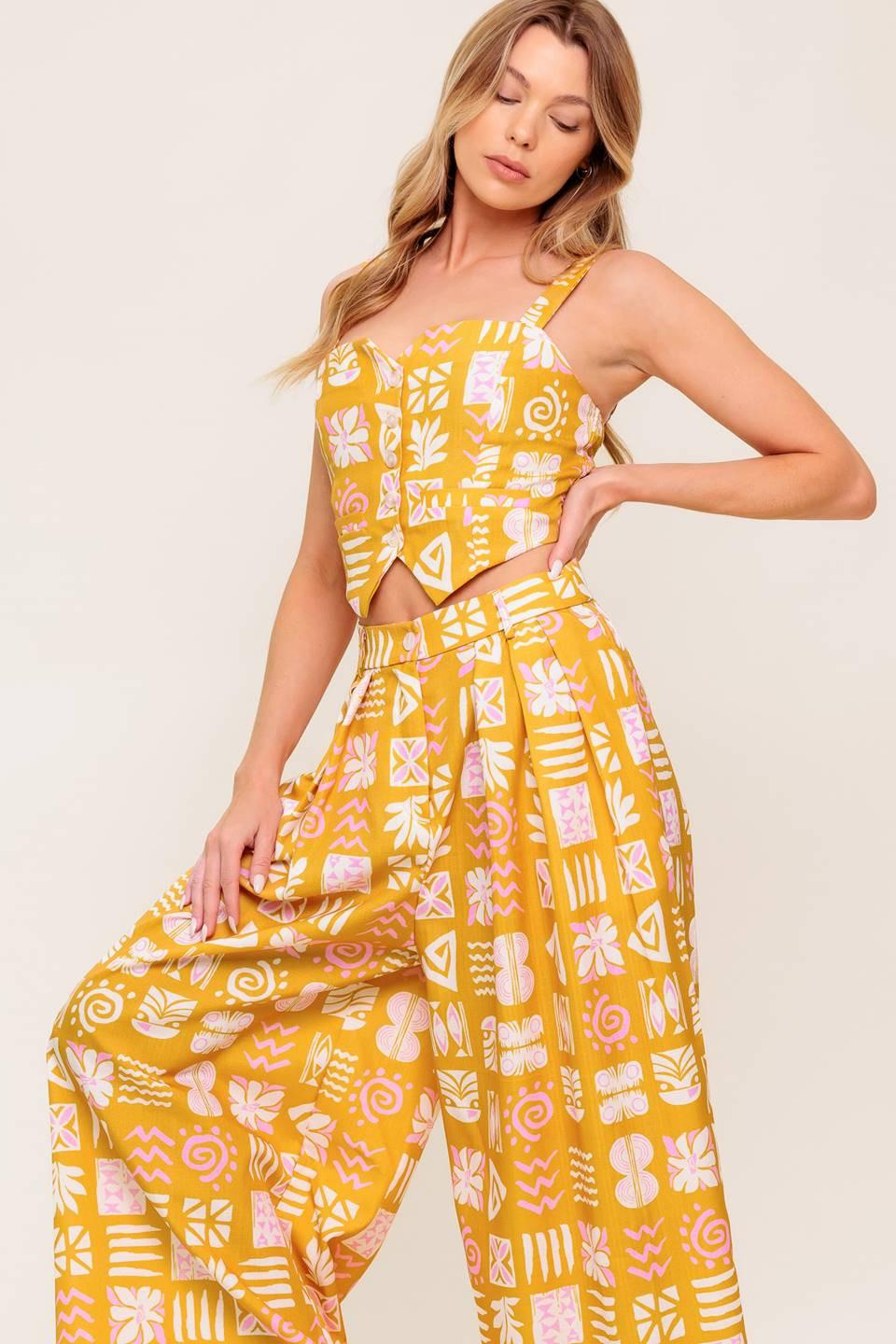 PRETTY MEADOW WOVEN TOP AND PANT SET - Glamourous Grace