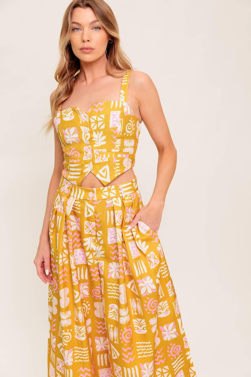 PRETTY MEADOW WOVEN TOP AND PANT SET - Glamourous Grace