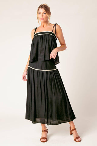 DIVIDE AND CONTOUR WOVEN TOP AND SKIRT SET - Glamourous Grace
