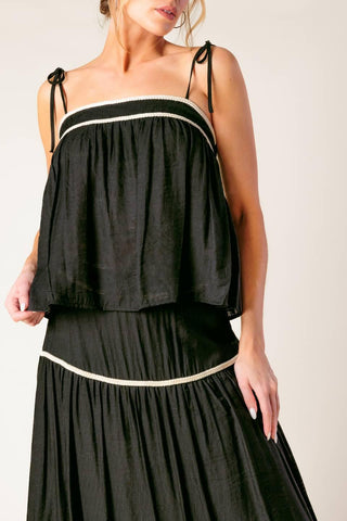 DIVIDE AND CONTOUR WOVEN TOP AND SKIRT SET - Glamourous Grace