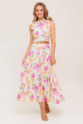 BOTANICAL BLISS WOVEN TOP AND SKIRT SET - Glamourous Grace