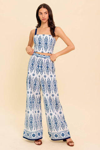 MODERN APPROACH NAVY WOVEN TOP AND PANT SET - Glamourous Grace