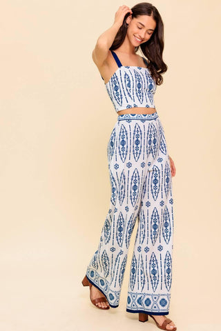 MODERN APPROACH NAVY WOVEN TOP AND PANT SET - Glamourous Grace
