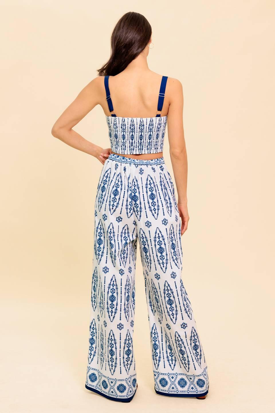 MODERN APPROACH NAVY WOVEN TOP AND PANT SET - Glamourous Grace