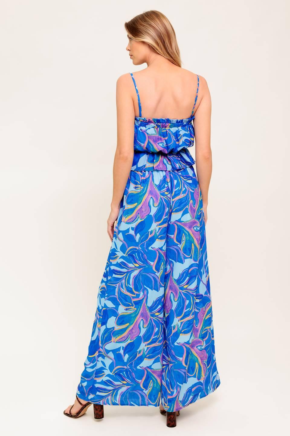 CHERISHED KISS BLUE WOVEN TOP AND PANTS SET - Glamourous Grace