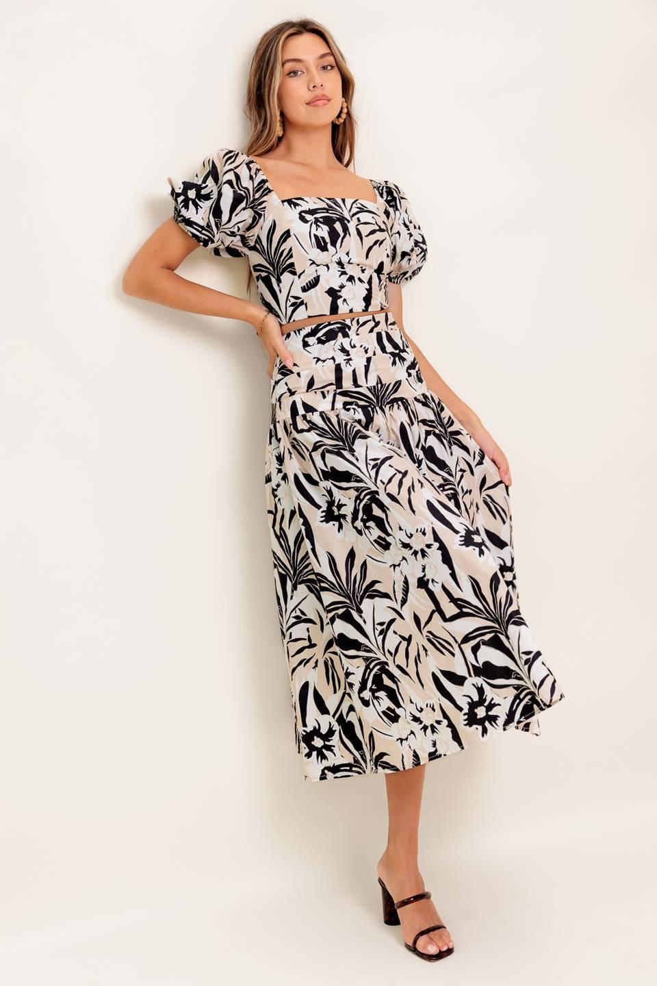 NEUTRAL ZONE WOVEN TOP AND SKIRT SET - Glamourous Grace
