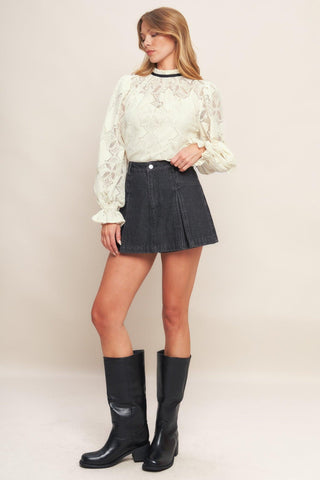 PRECIOUS LOOK IVORY WOVEN LACE TOP - Glamourous Grace