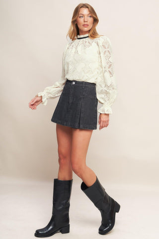 PRECIOUS LOOK IVORY WOVEN LACE TOP - Glamourous Grace
