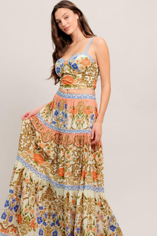 SWEET MEADOW MEMORIES WOVEN TOP AND SKIRT SET - Glamourous Grace
