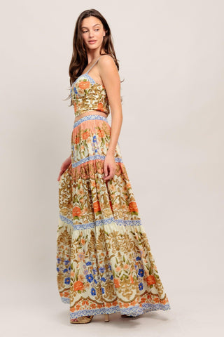 SWEET MEADOW MEMORIES WOVEN TOP AND SKIRT SET - Glamourous Grace