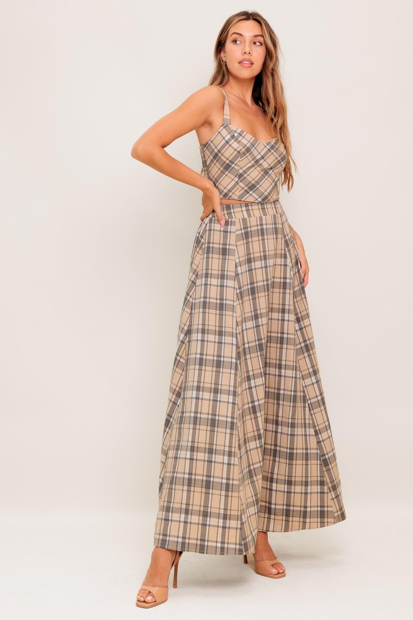 HERITAGE CHARM WOVEN TOP AND SKIRT SET - Glamourous Grace
