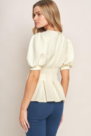 CREAM TWIST WOVEN TOP