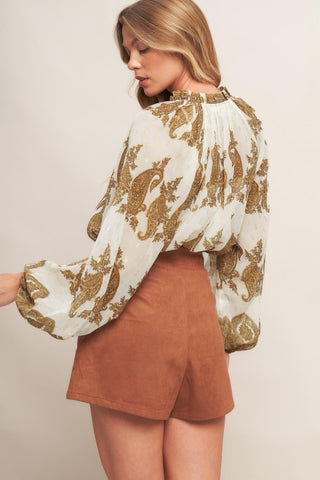 MOROCCAN SPICE IVORY WOVEN TOP