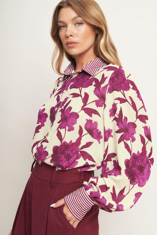 SWEET BOTANICAL CHARM WOVEN TOP - Glamourous Grace