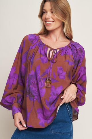 VIOLET DREAM WOVEN PEASANT TOP - Glamourous Grace