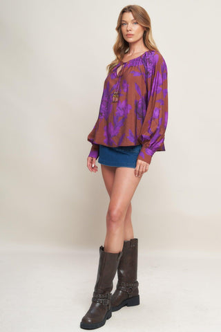 VIOLET DREAM WOVEN PEASANT TOP - Glamourous Grace