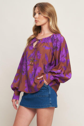 VIOLET DREAM WOVEN PEASANT TOP - Glamourous Grace