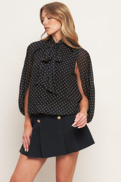 MIDNIGHT DOT CHIC WOVEN TOP