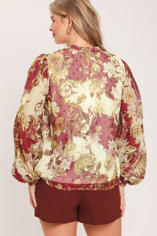 CHATEAU FLORAL WOVEN TOP