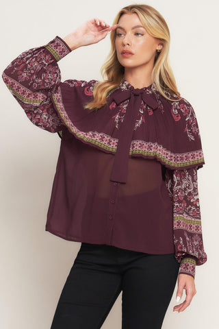AZTEC CHERRY WOVEN TOP - Glamourous Grace