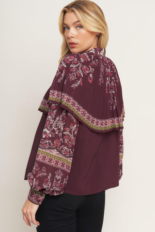 AZTEC CHERRY WOVEN TOP - Glamourous Grace