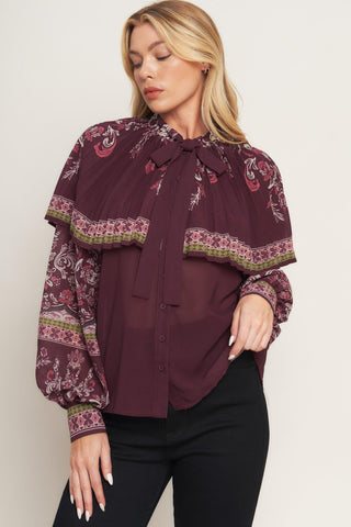 AZTEC CHERRY WOVEN TOP - Glamourous Grace