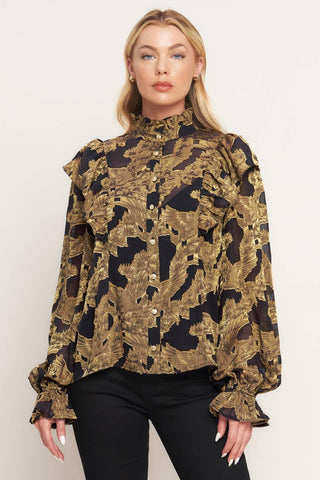 SHADOW GLINT WOVEN TOP - Glamourous Grace