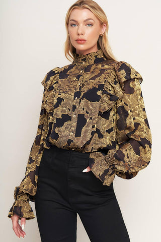 SHADOW GLINT WOVEN TOP - Glamourous Grace