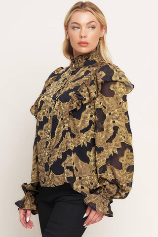 SHADOW GLINT WOVEN TOP - Glamourous Grace