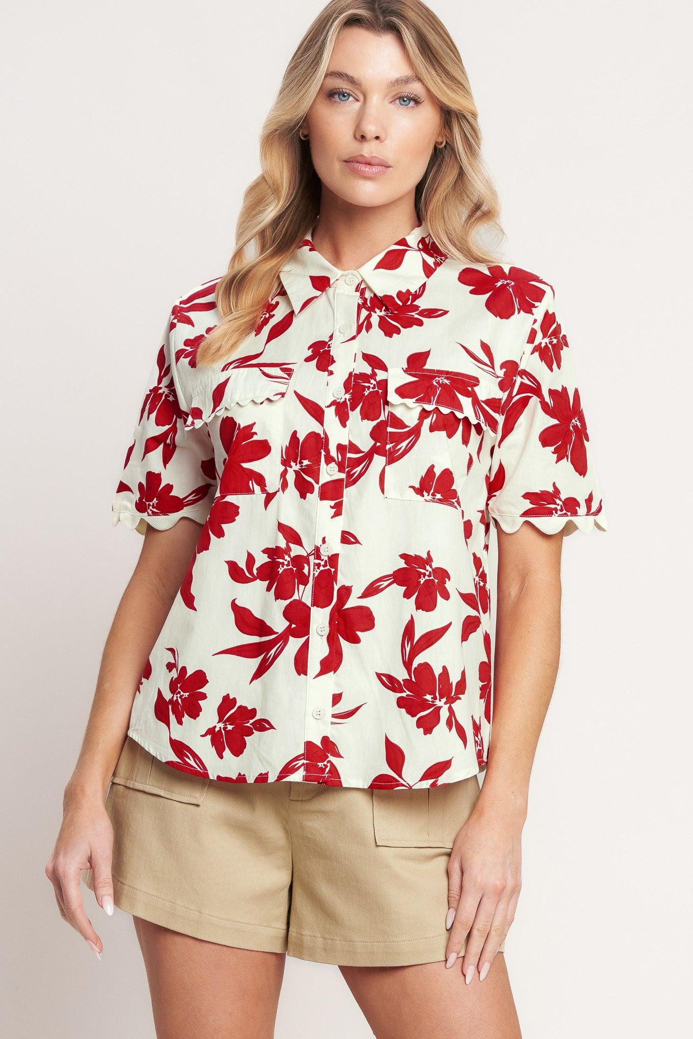 FLORAL KISS WOVEN TOP - Glamourous Grace