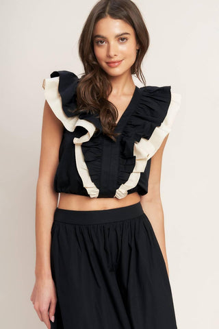 GALLERY CONTRAST WOVEN CROP TOP - Glamourous Grace