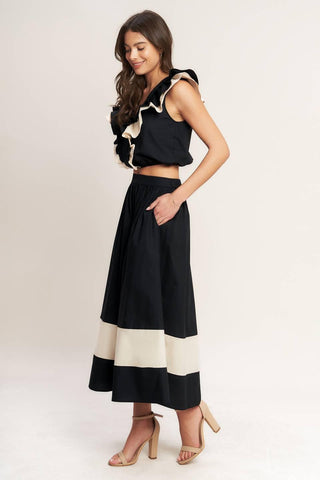 GALLERY CONTRAST WOVEN CROP TOP - Glamourous Grace