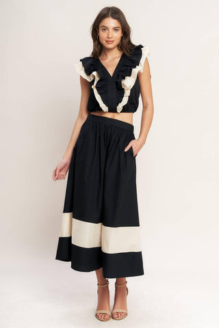 GALLERY CONTRAST WOVEN CROP TOP - Glamourous Grace