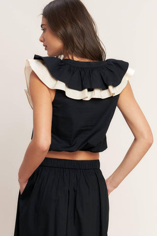 GALLERY CONTRAST WOVEN CROP TOP - Glamourous Grace