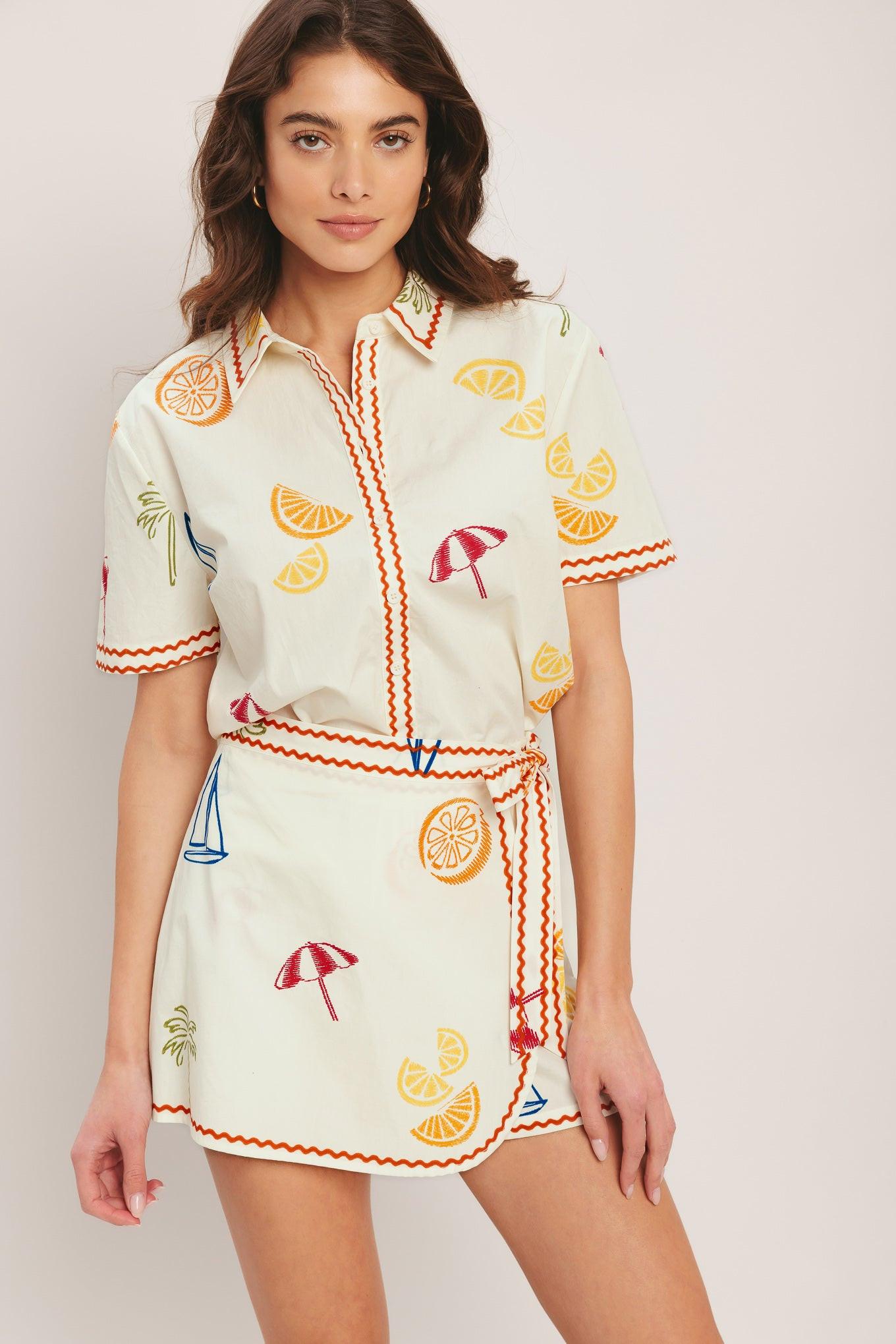 BEACH DAY CITRUS WOVEN TOP - Glamourous Grace