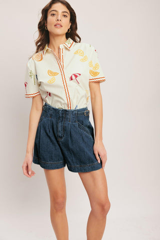 BEACH DAY CITRUS WOVEN TOP - Glamourous Grace