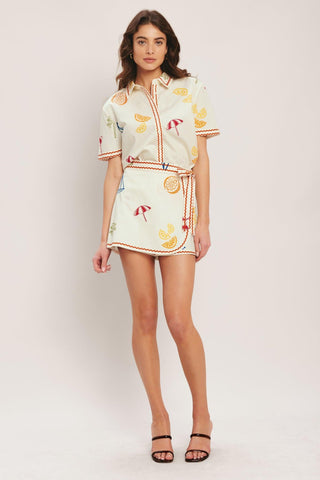 BEACH DAY CITRUS WOVEN TOP - Glamourous Grace